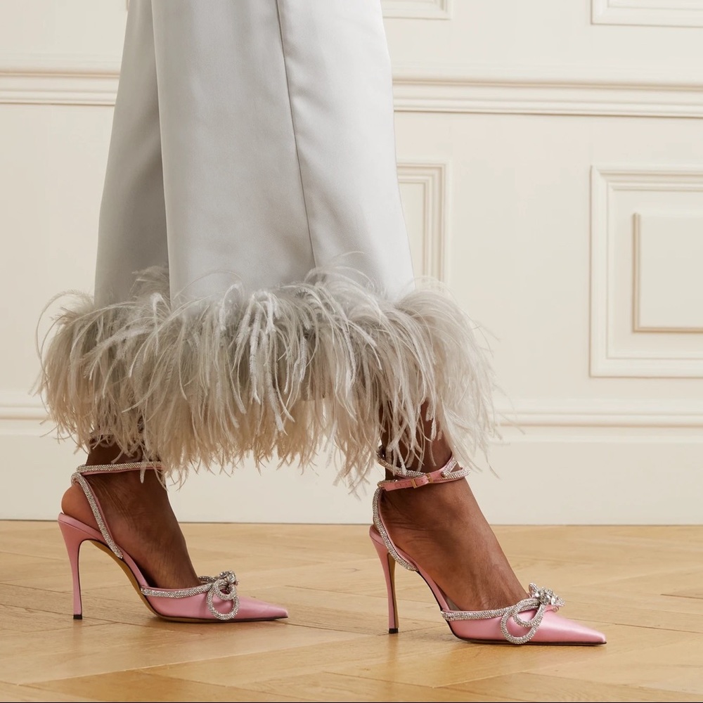 MACH & MACH
Double Bow crystal-embellished silk-satin point-toe pumps - Picture 3 of 13